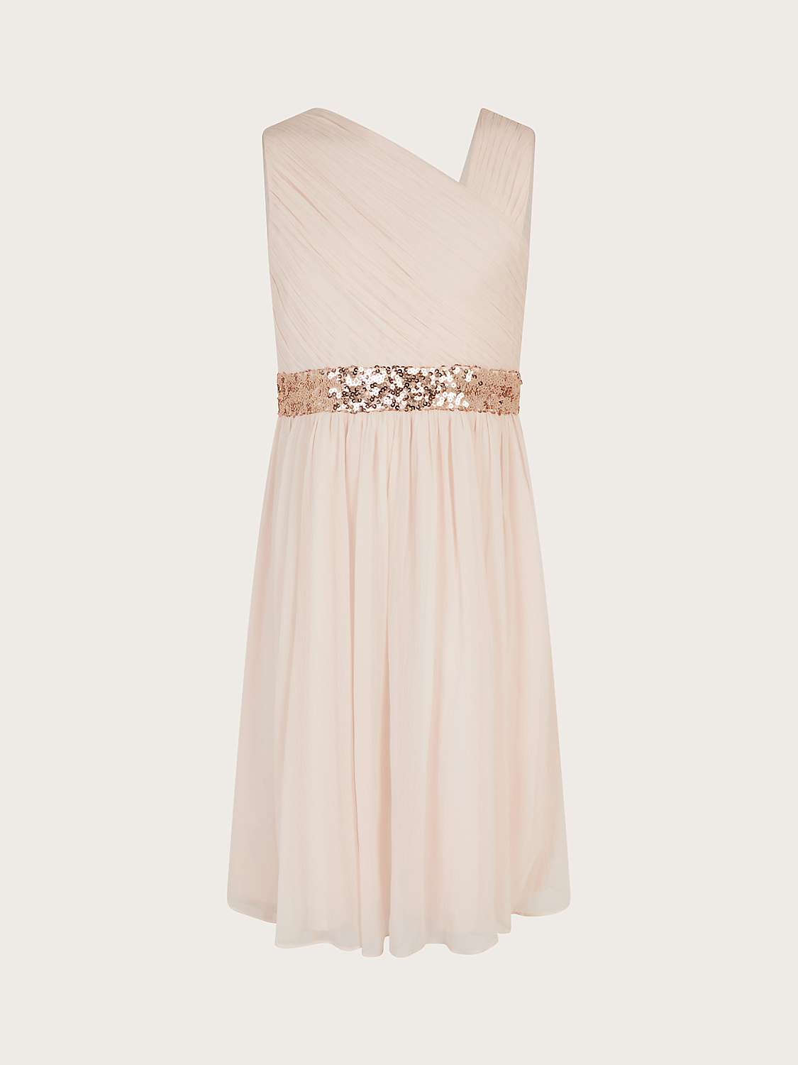 Buy Monsoon Kids' Abigail One Shoulder Sequin Dress, Pale Pink Online at johnlewis.com