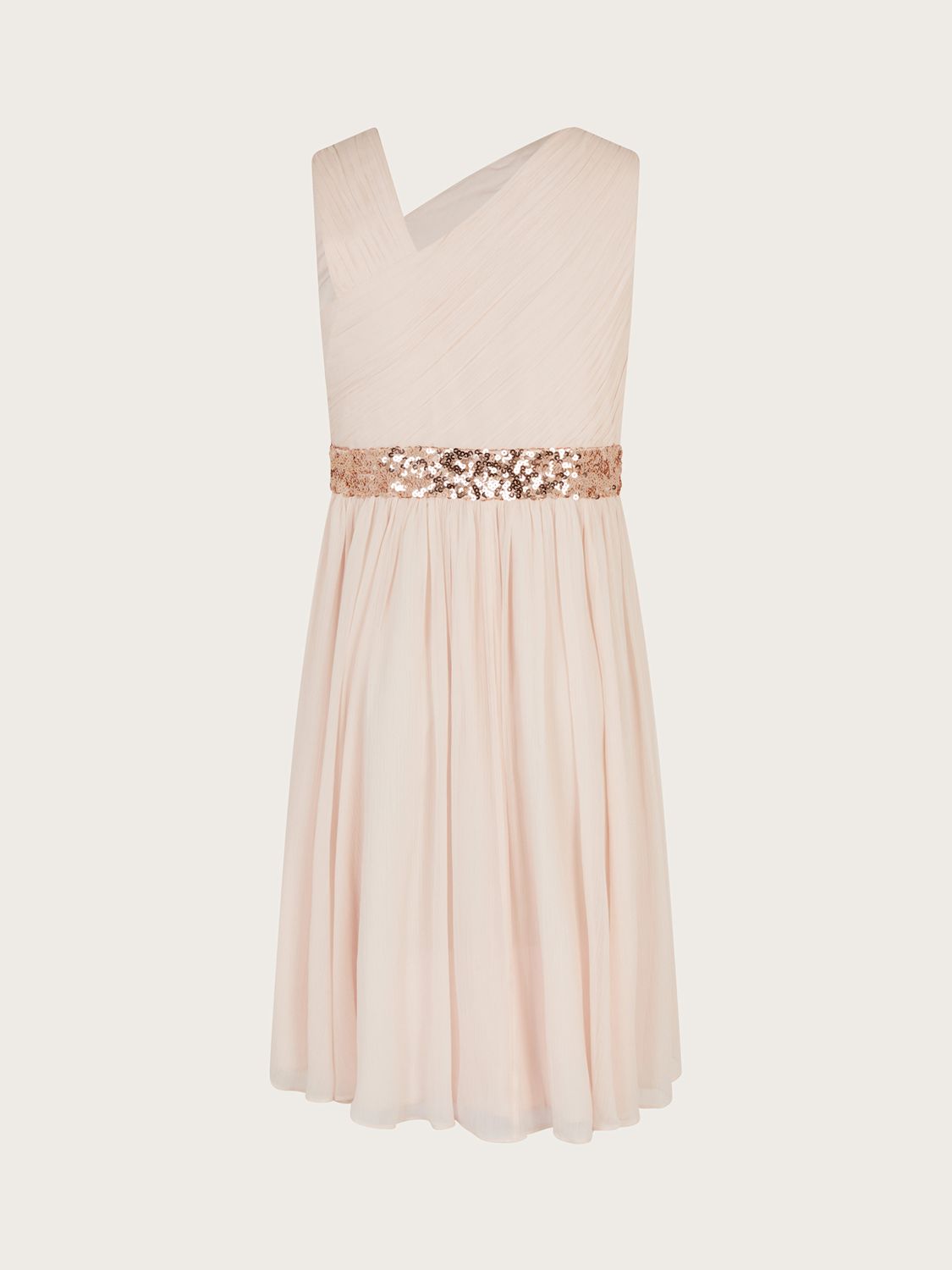 Buy Monsoon Kids' Abigail One Shoulder Sequin Dress, Pale Pink Online at johnlewis.com