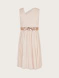 Monsoon Kids' Abigail One Shoulder Sequin Dress, Pale Pink