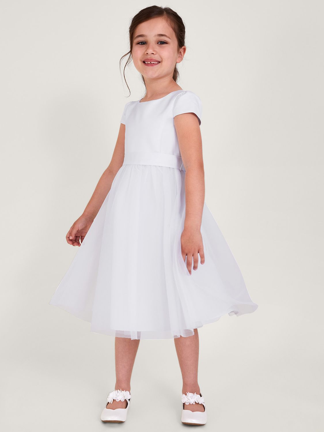 Monsoon Kids' Tulle Communion Dress, White, 3 years