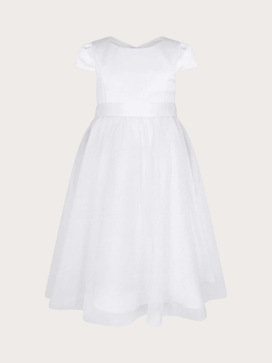 Monsoon Kids' Tulle Communion Dress, White, 3 years