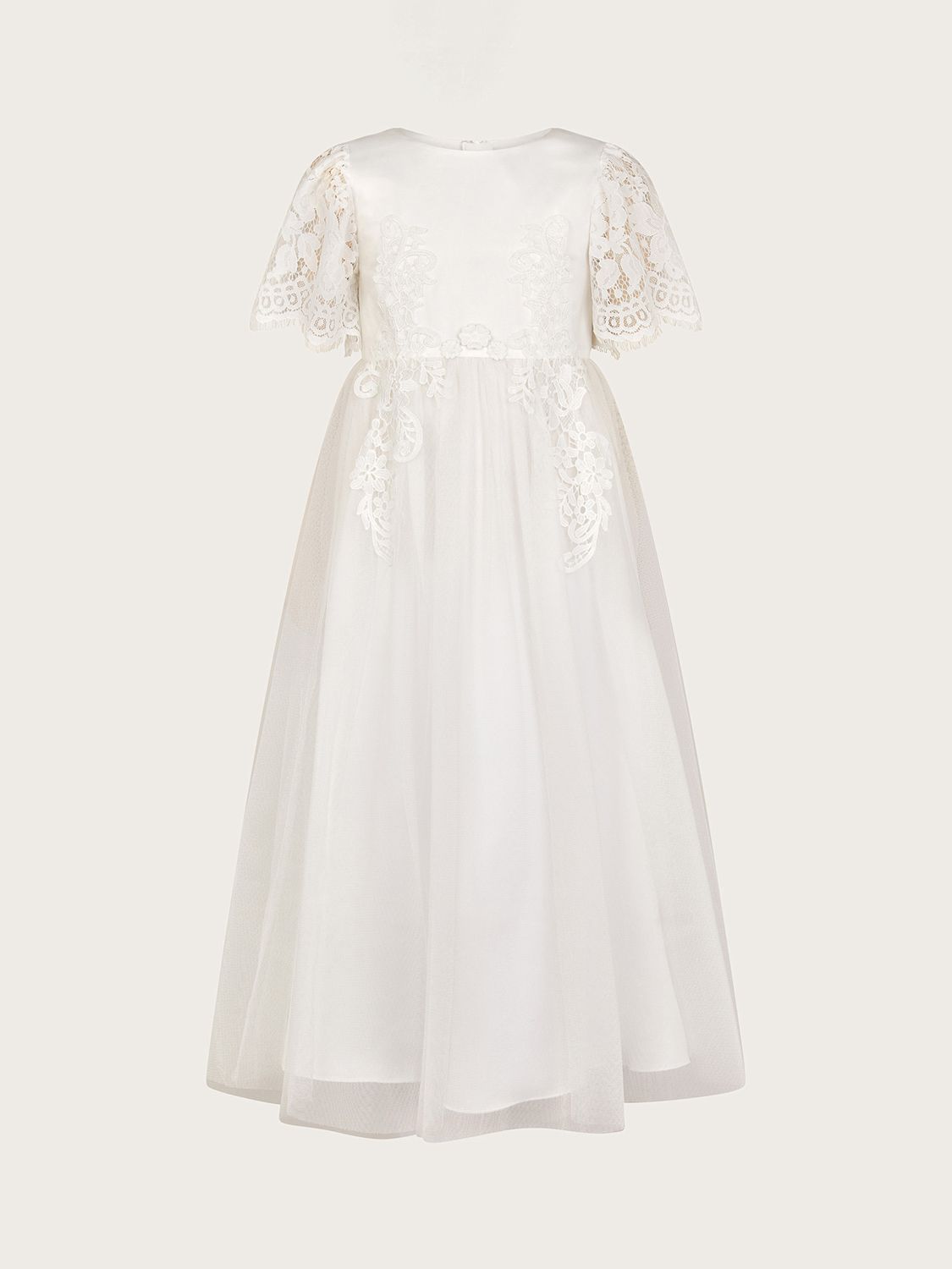 Monsoon Kids' Lourdes Lace Communion Maxi Dress, White, 3 years