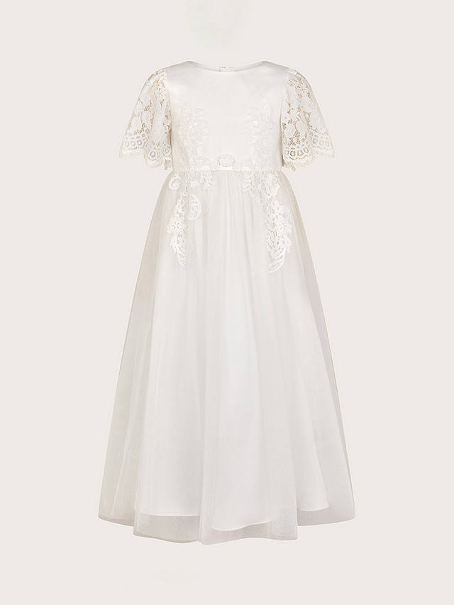 Monsoon Kids' Lourdes Lace Communion Maxi Dress, White