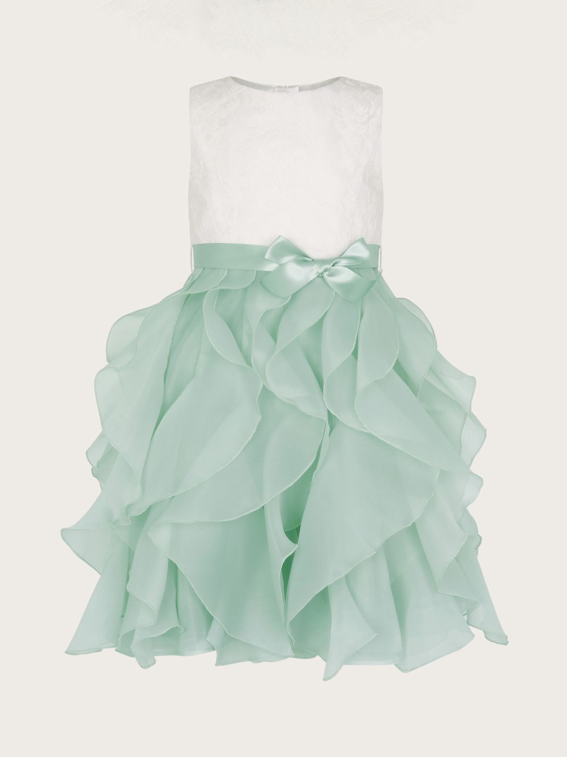 Monsoon Kids' Lace Bodice CanCan Ruffle Party Dress, Sage, 3 years