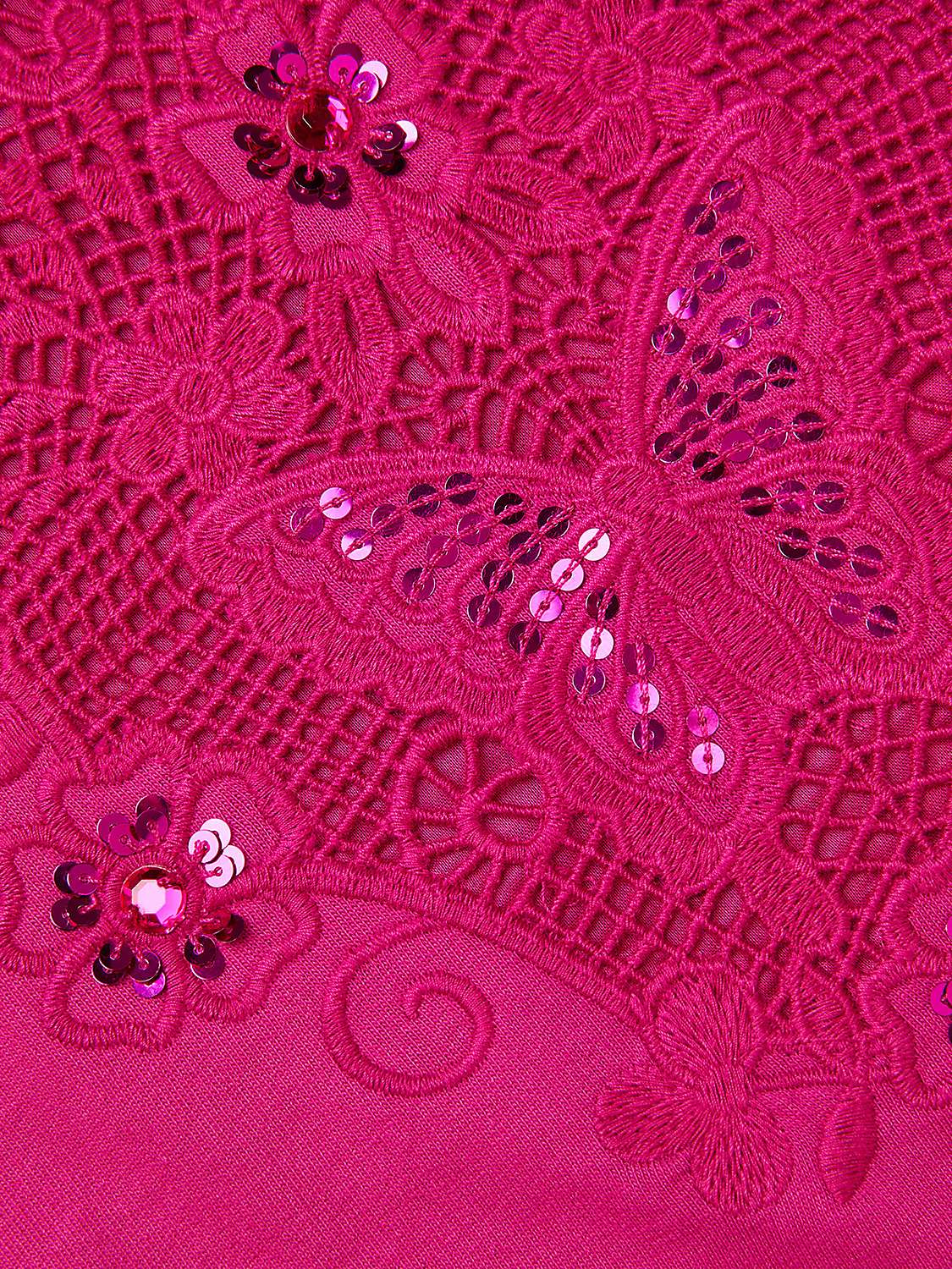 Buy Monsoon Kids' Crochet Detail Hoodie, Magenta Online at johnlewis.com