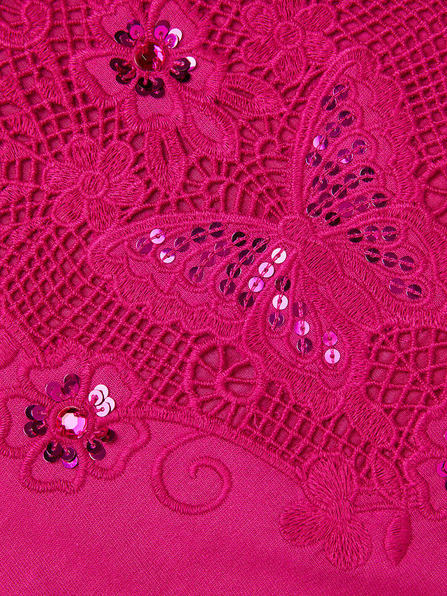 Monsoon Kids' Crochet Detail Hoodie, Magenta