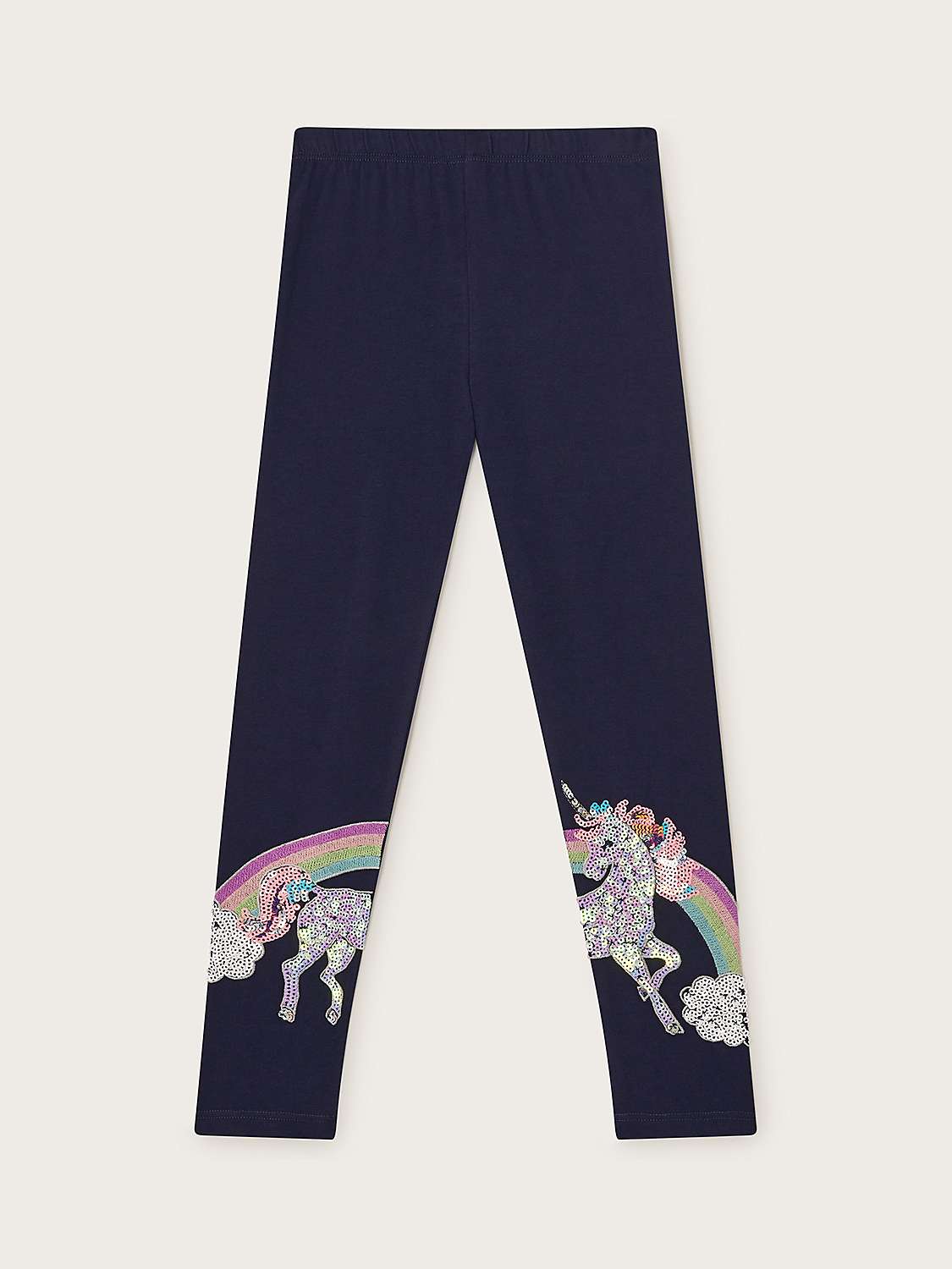 Buy Monsoon Kids' Sequin Rainbow Unicorn Leggings, Navy Online at johnlewis.com