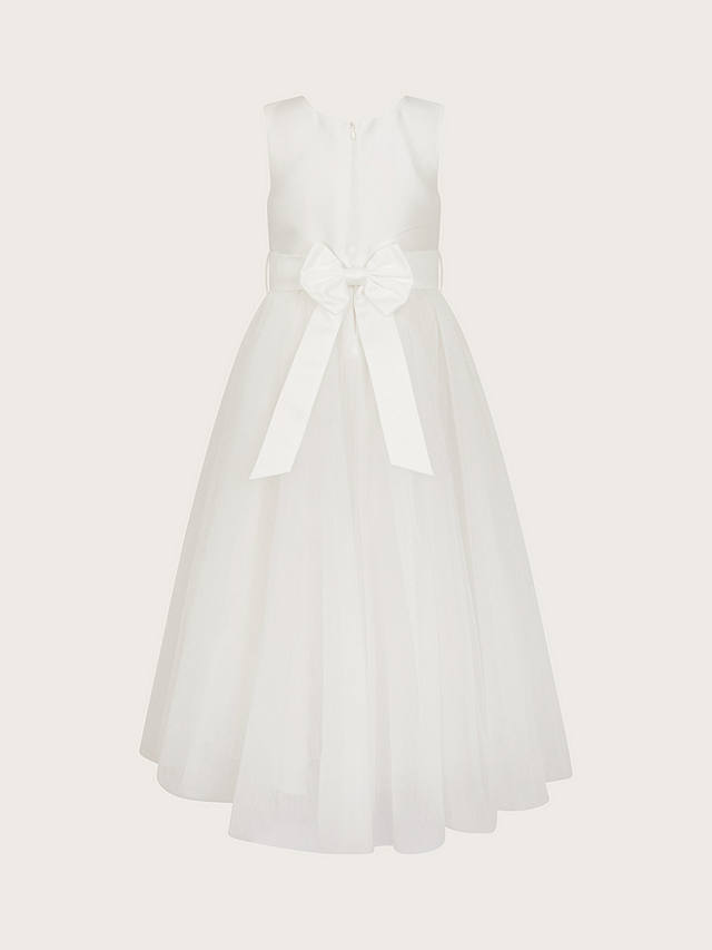 Monsoon Kids' Bernadette Tulle Embroiderd Occasion Maxi Dress, Ivory
