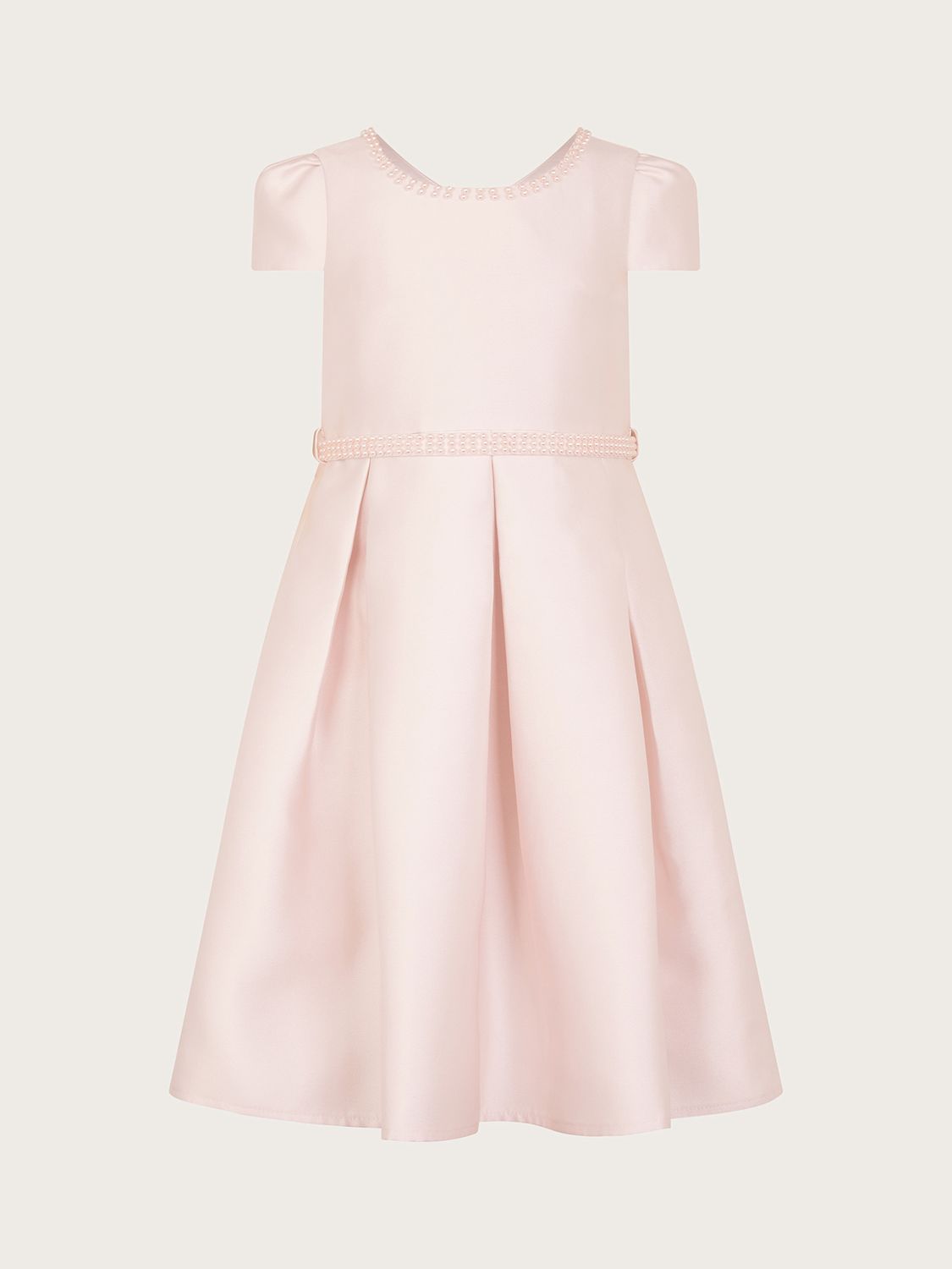 Monsoon Kids' Henrietta Pearl Belt Dress, Pink, 3 years