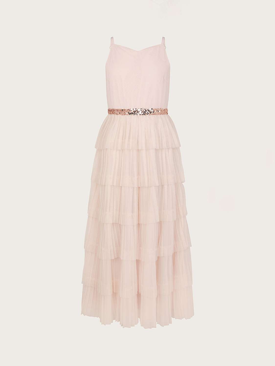 Buy Monsoon Kids' Fiorella Ruffle Prom Dress, Pale Pink Online at johnlewis.com
