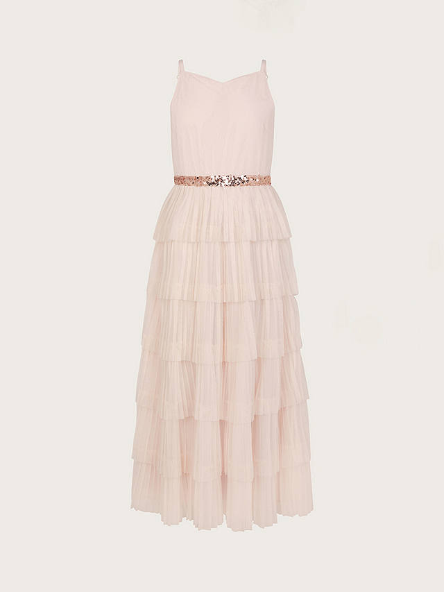 Monsoon Kids' Fiorella Ruffle Prom Dress, Pale Pink