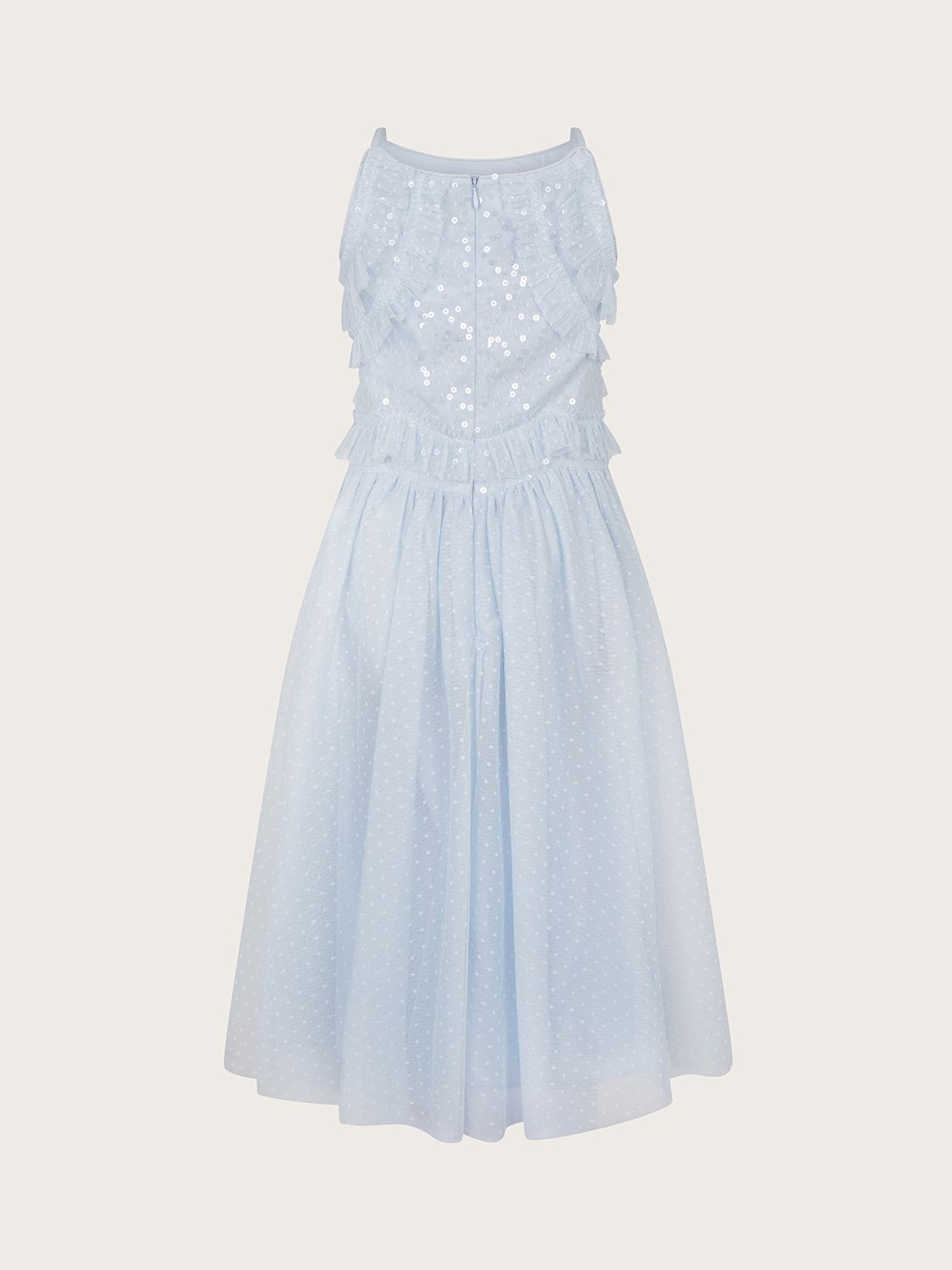 Buy Monsoon Kids' Truth Ruffle Sequin Occasion Dress, Pale Blue Online at johnlewis.com