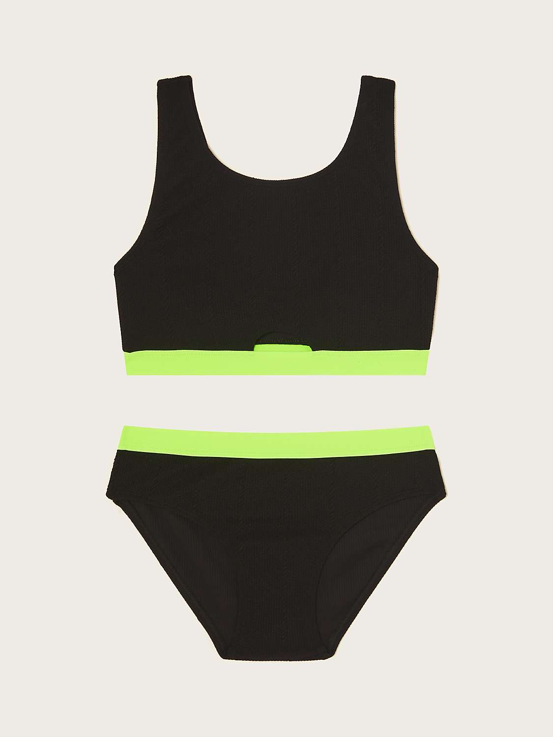 Buy Monsoon Kids' Storm Textured Bikini, Black/Neon Online at johnlewis.com