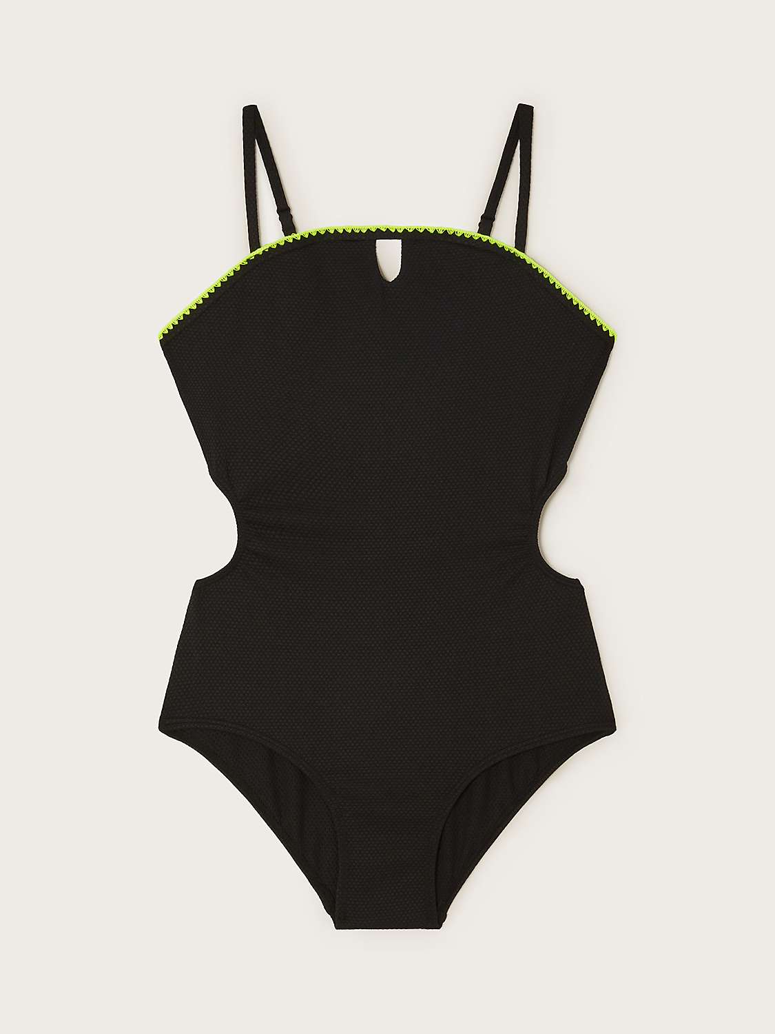 Buy Monsoon Kids' Storm Textured Cut Out Swimsuit, Black Online at johnlewis.com