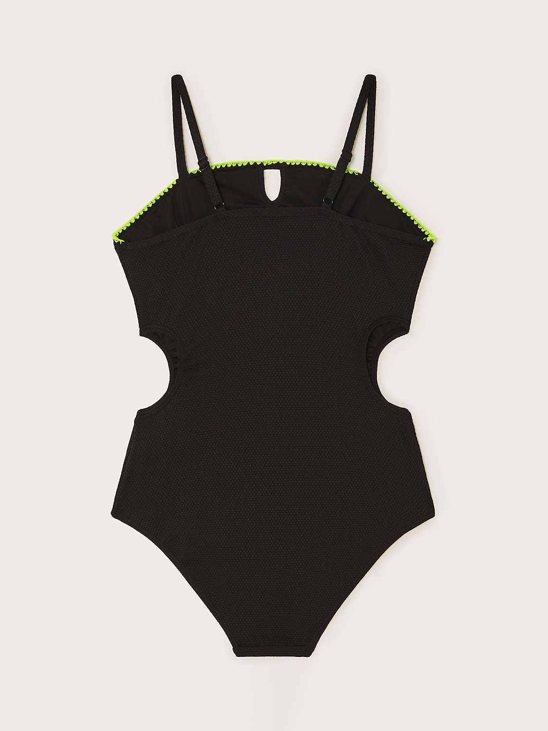 Buy Monsoon Kids' Storm Textured Cut Out Swimsuit, Black Online at johnlewis.com