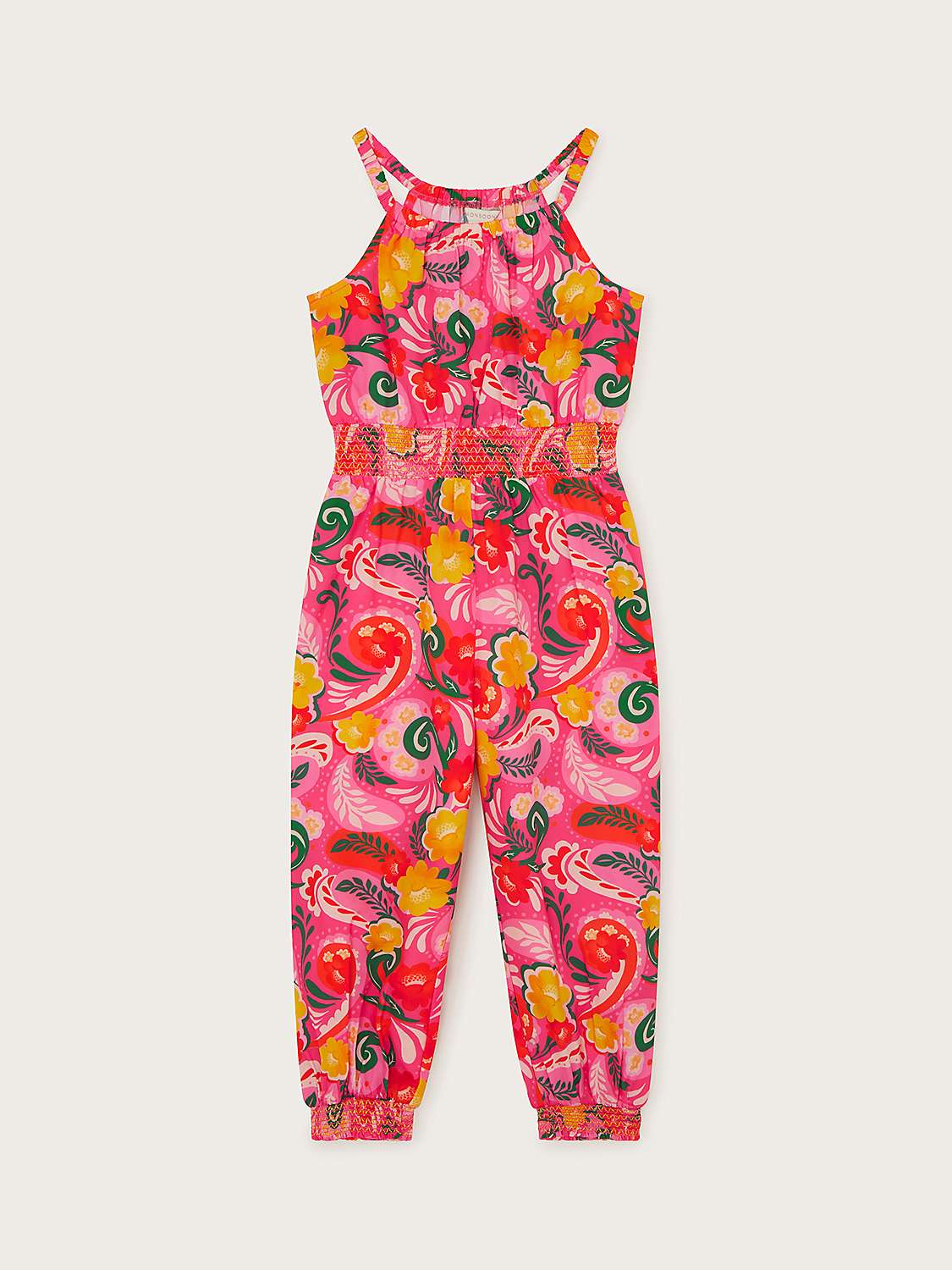 Buy Monsoon Kids' Floral Swirl Shirred Jumpsuit, Pink Online at johnlewis.com