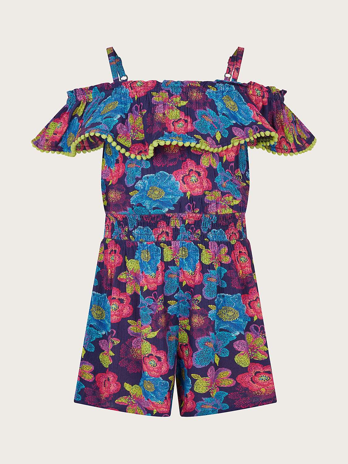 Buy Monsoon Kids' Sketchy Floral Playsuit, Navy Online at johnlewis.com