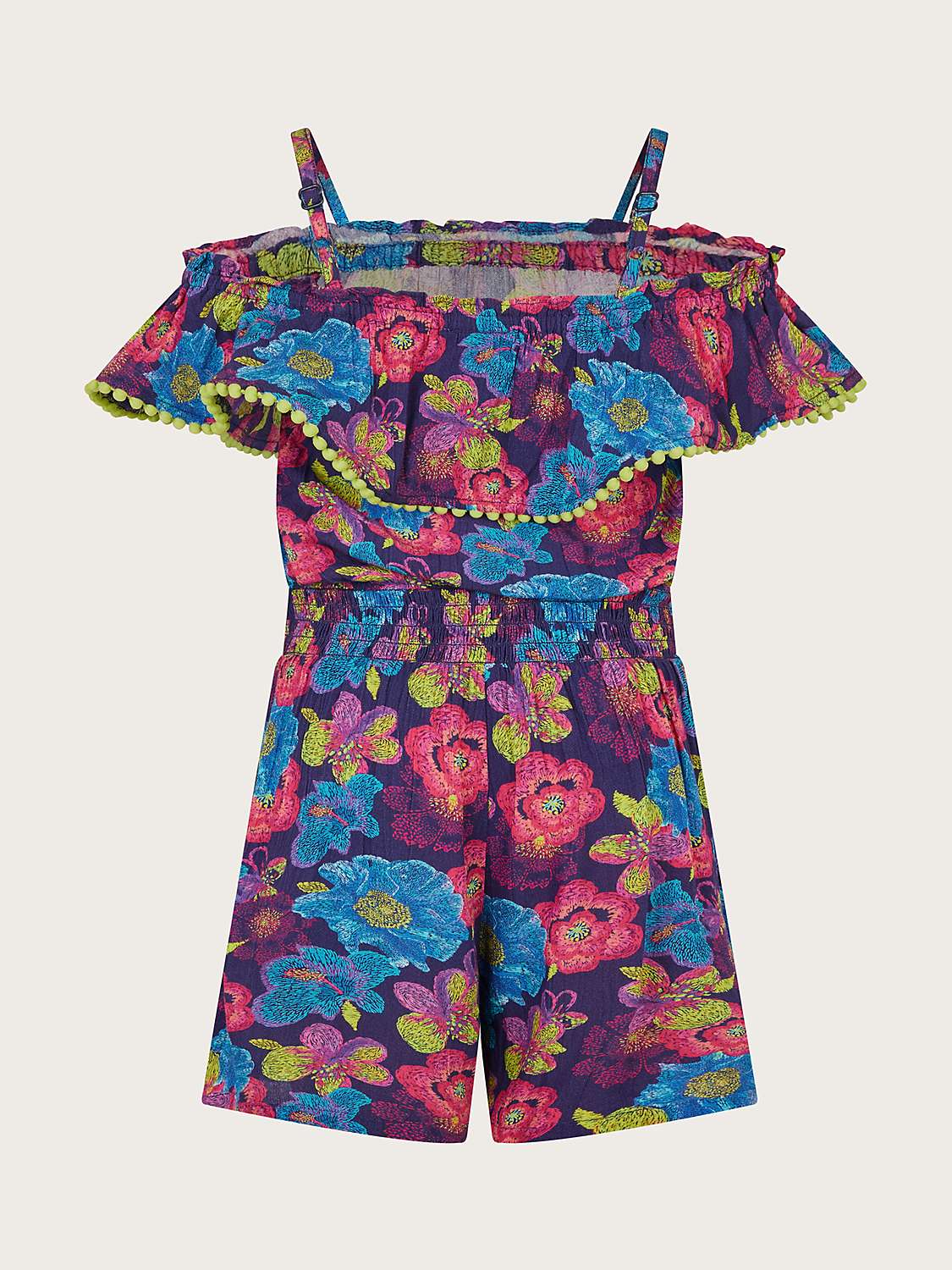 Buy Monsoon Kids' Sketchy Floral Playsuit, Navy Online at johnlewis.com