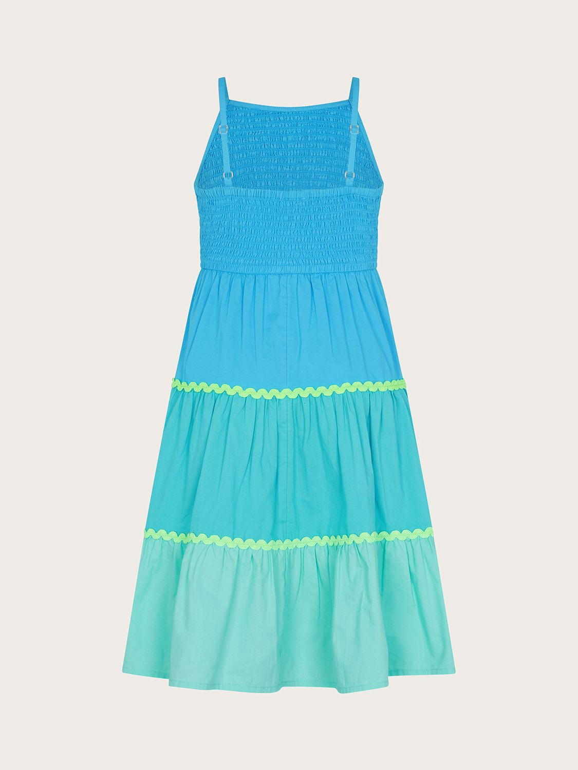 Buy Monsoon Kids' Ruched Colour Block Tiered Dress, Blue Online at johnlewis.com