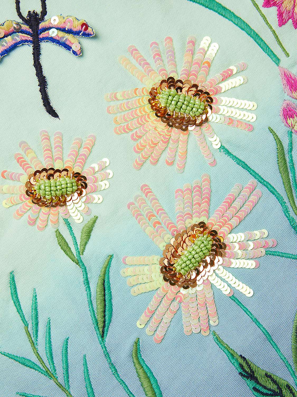 Buy Monsoon Kids' Floral Embroidered Ombre Sweatshirt Dress, Aqua Online at johnlewis.com