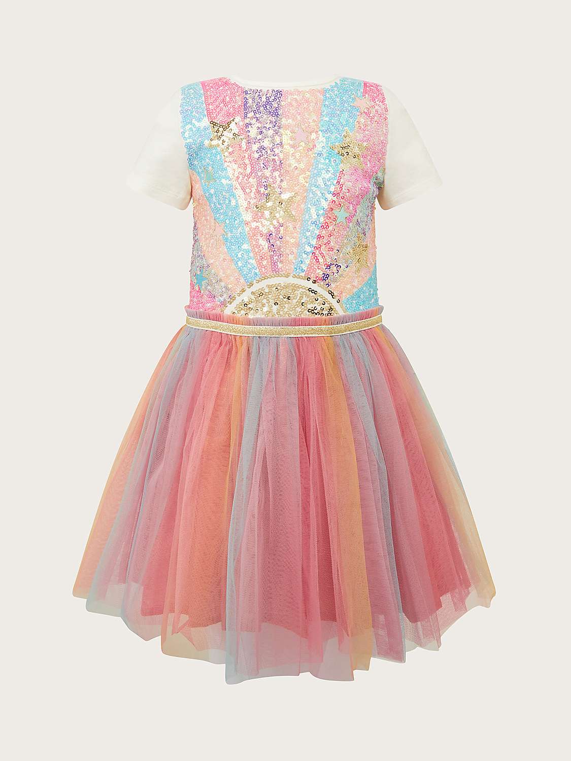 Buy Monsoon Kids' Sunray Sequin Disco Dress, Ivory/Multi Online at johnlewis.com