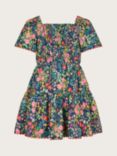 Monsoon Kids' Paisley Floral Print Dress, Navy/Multi, Navy/Multi