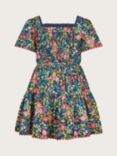 Monsoon Kids' Paisley Floral Print Dress, Navy/Multi, Navy/Multi