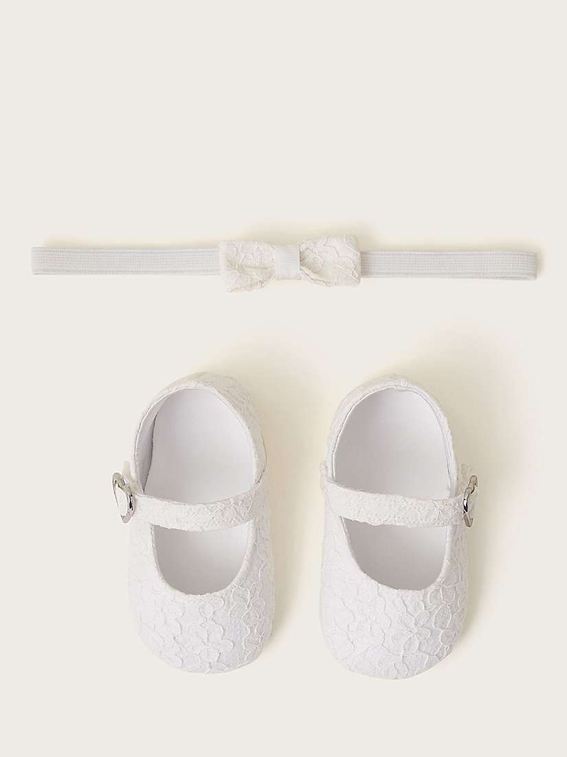 Buy Monsoon Baby Lace Heart Booties & Bando Set, Ivory Online at johnlewis.com