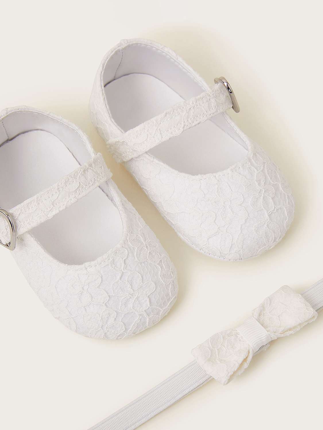 Buy Monsoon Baby Lace Heart Booties & Bando Set, Ivory Online at johnlewis.com