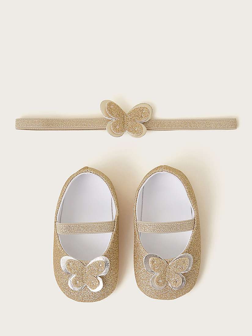 Buy Monsoon Baby Glitter Butterfly Headband & Booties Set, Gold Online at johnlewis.com