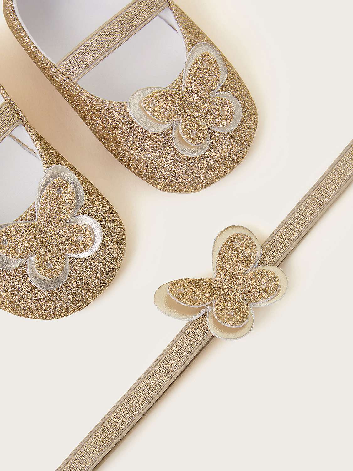 Buy Monsoon Baby Glitter Butterfly Headband & Booties Set, Gold Online at johnlewis.com