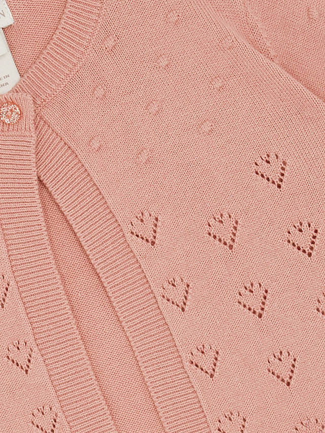 Monsoon Baby Heart Knit Bolero, Pale Pink