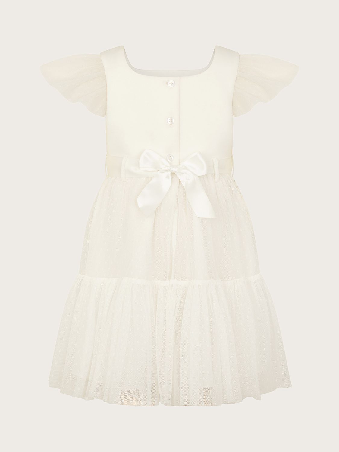 Monsoon Baby Catrina Dobby Scuba Occasion Dress, Ivory, 0-3 months