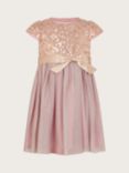 Monsoon Baby Truth Sequin Pin Dot Occasion Dress, Dusky Pink