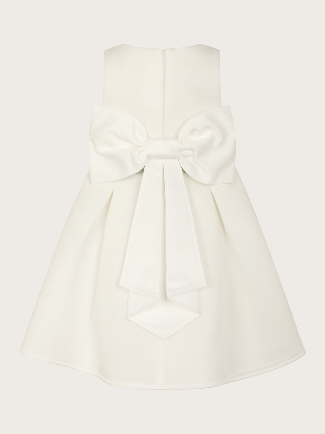 Monsoon Baby Holly Bow Scuba Bridemaids Dress, Ivory, 0-3 months