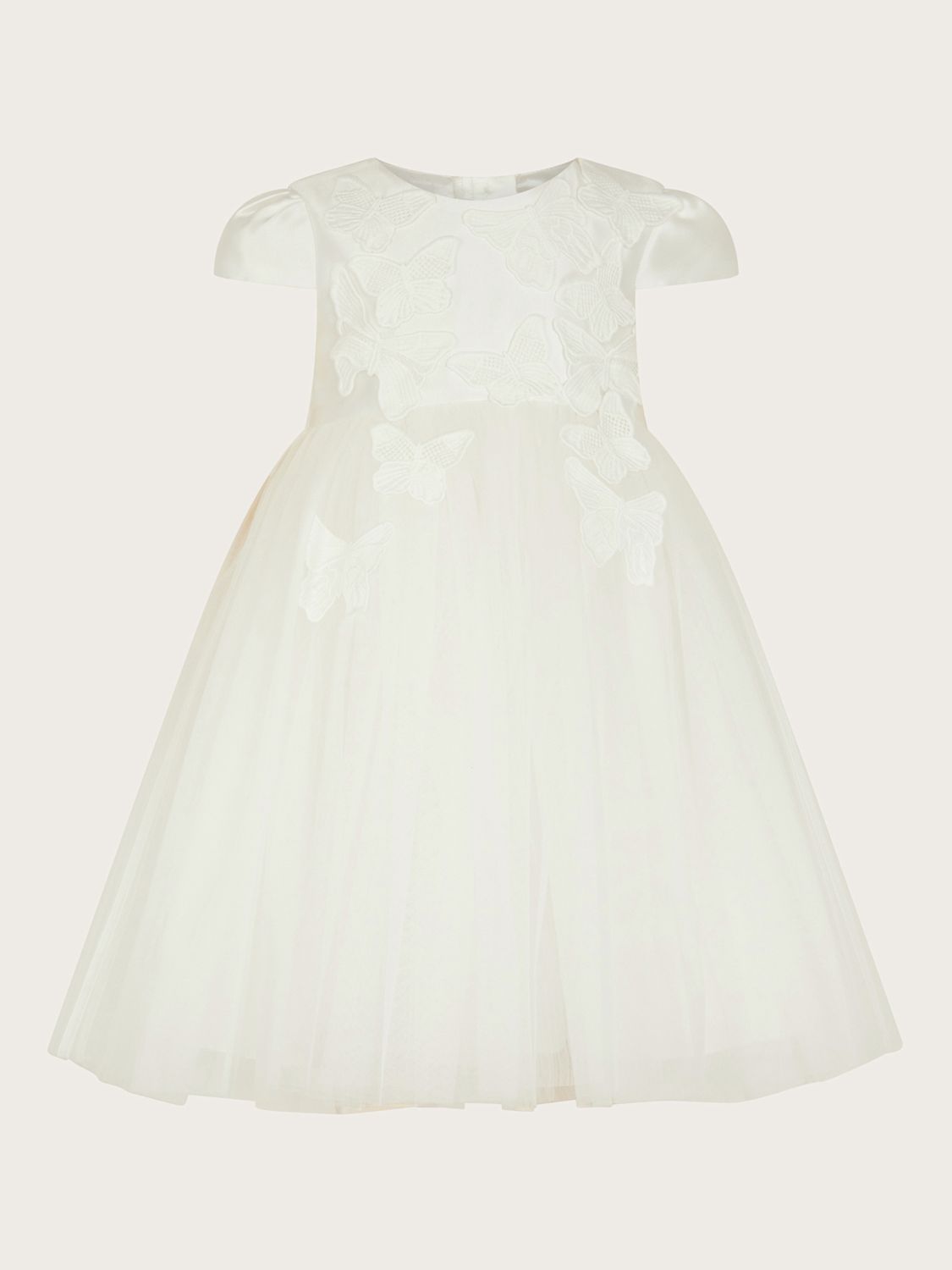Monsoon Baby Butterfly Florish 3D Occasion Dress, Ivory, 0-3 months
