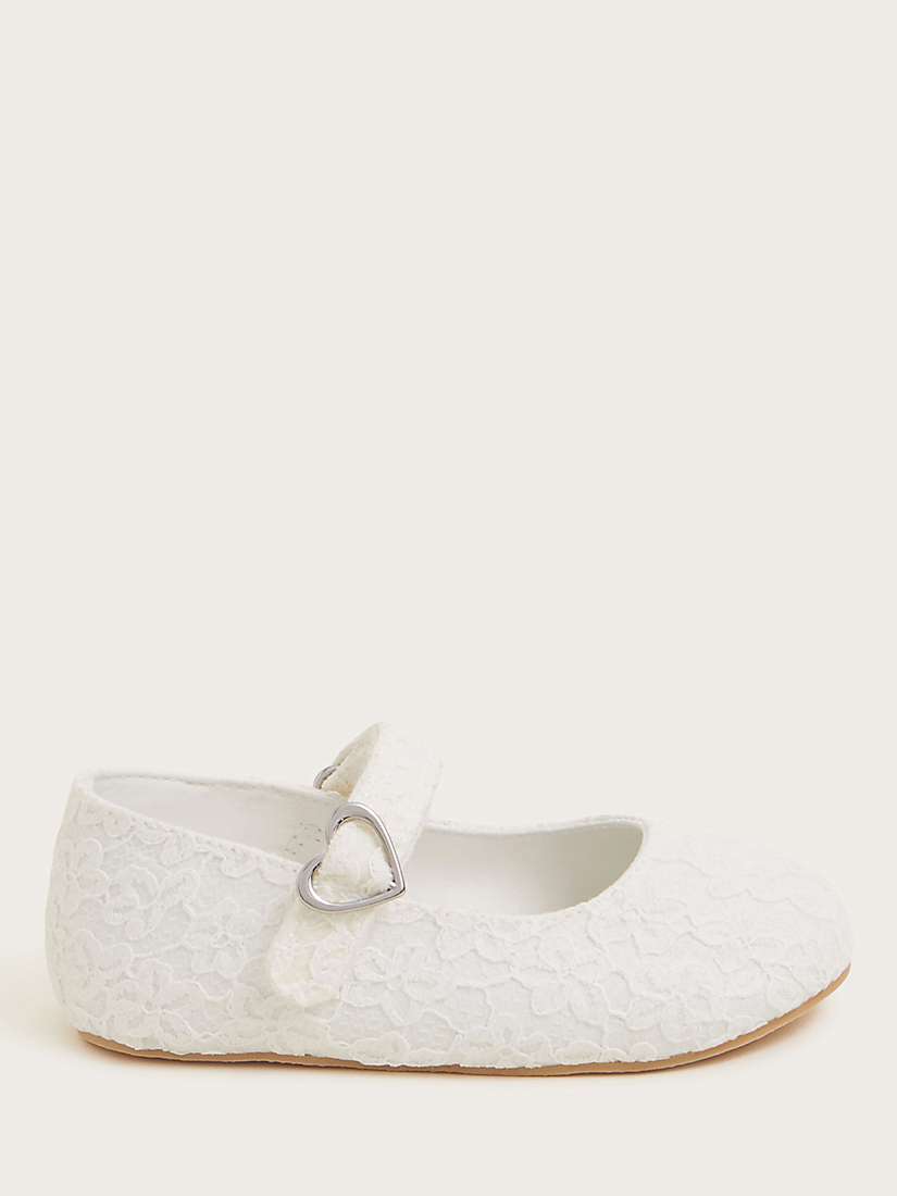 Buy Monsoon Baby Lacey Heart Buckle Walker Shoes, Ivory Online at johnlewis.com