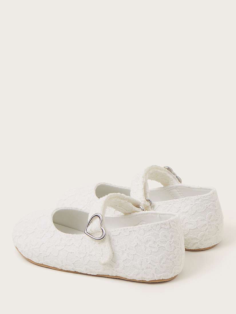 Buy Monsoon Baby Lacey Heart Buckle Walker Shoes, Ivory Online at johnlewis.com