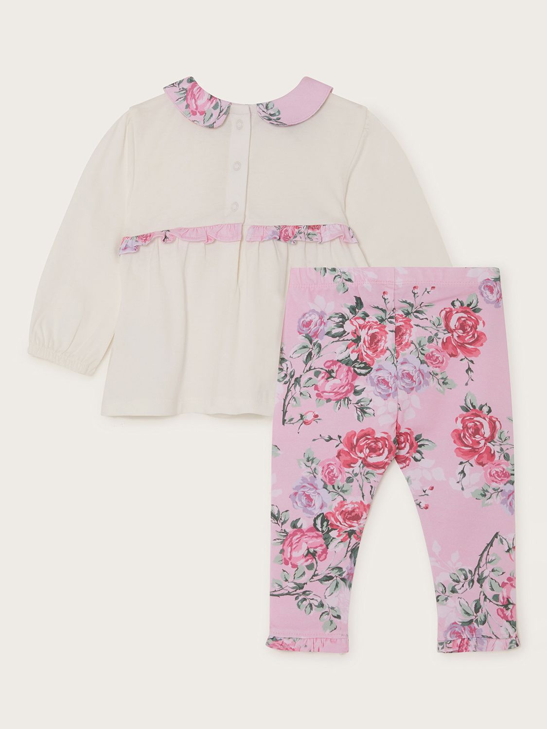 Buy Monsoon Baby Floral Ruffle Top & Leggings Set, Pink Online at johnlewis.com