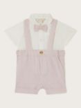 Monsoon Baby Sammy Stripe Brace Shorts, Shirt & Bow Tie Set, Stone