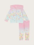 Monsoon Baby Ombre Floral Print Hoodie & Leggings Set, Pale Pink