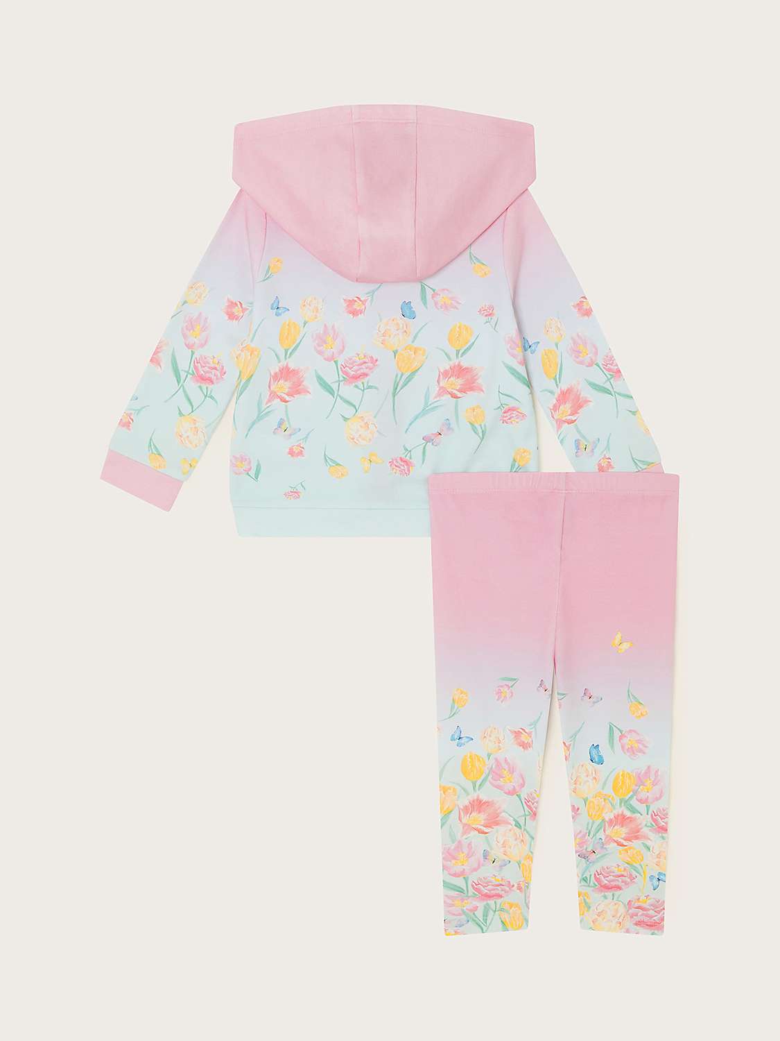 Buy Monsoon Baby Ombre Floral Print Hoodie & Leggings Set, Pale Pink Online at johnlewis.com