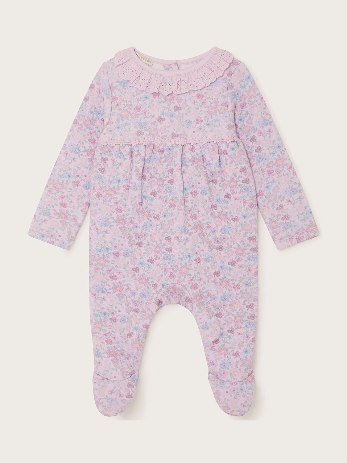 Monsoon Baby Ditsy Floral Quilt Sleepsuit, Pink at John Lewis & Partners