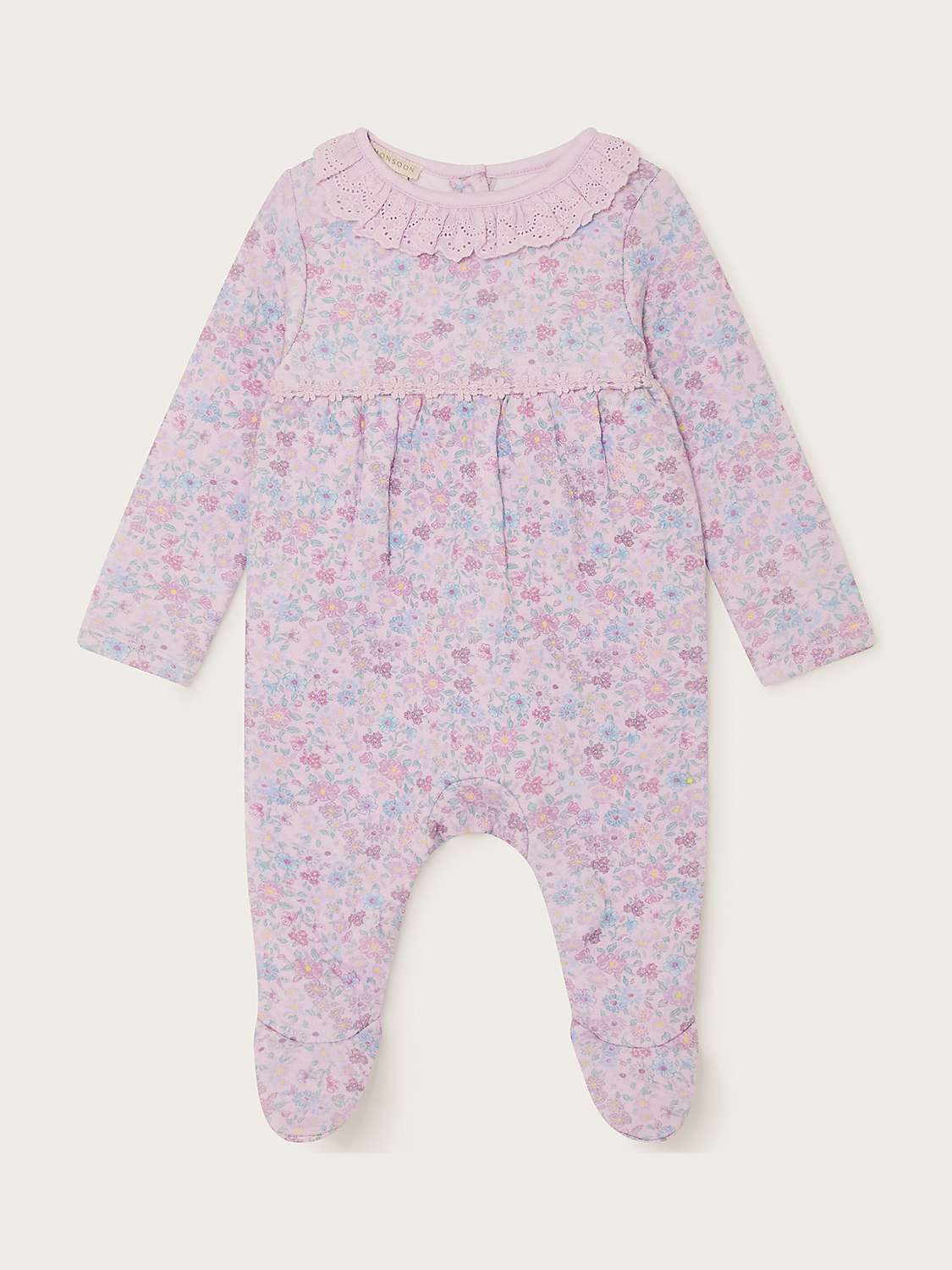 Buy Monsoon Baby Ditsy Floral Quilt Sleepsuit, Pink Online at johnlewis.com
