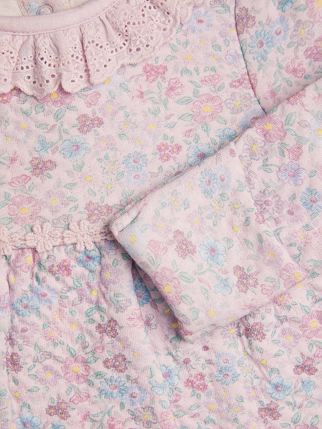 Monsoon Baby Ditsy Floral Quilt Sleepsuit, Pink