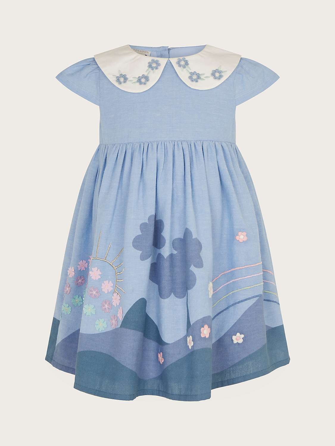 Buy Monsoon Baby Chambray Floral Dress, Blue Online at johnlewis.com