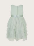 Monsoon Baby Milie Ruffle Pin Dot Occasion Dress, Sage