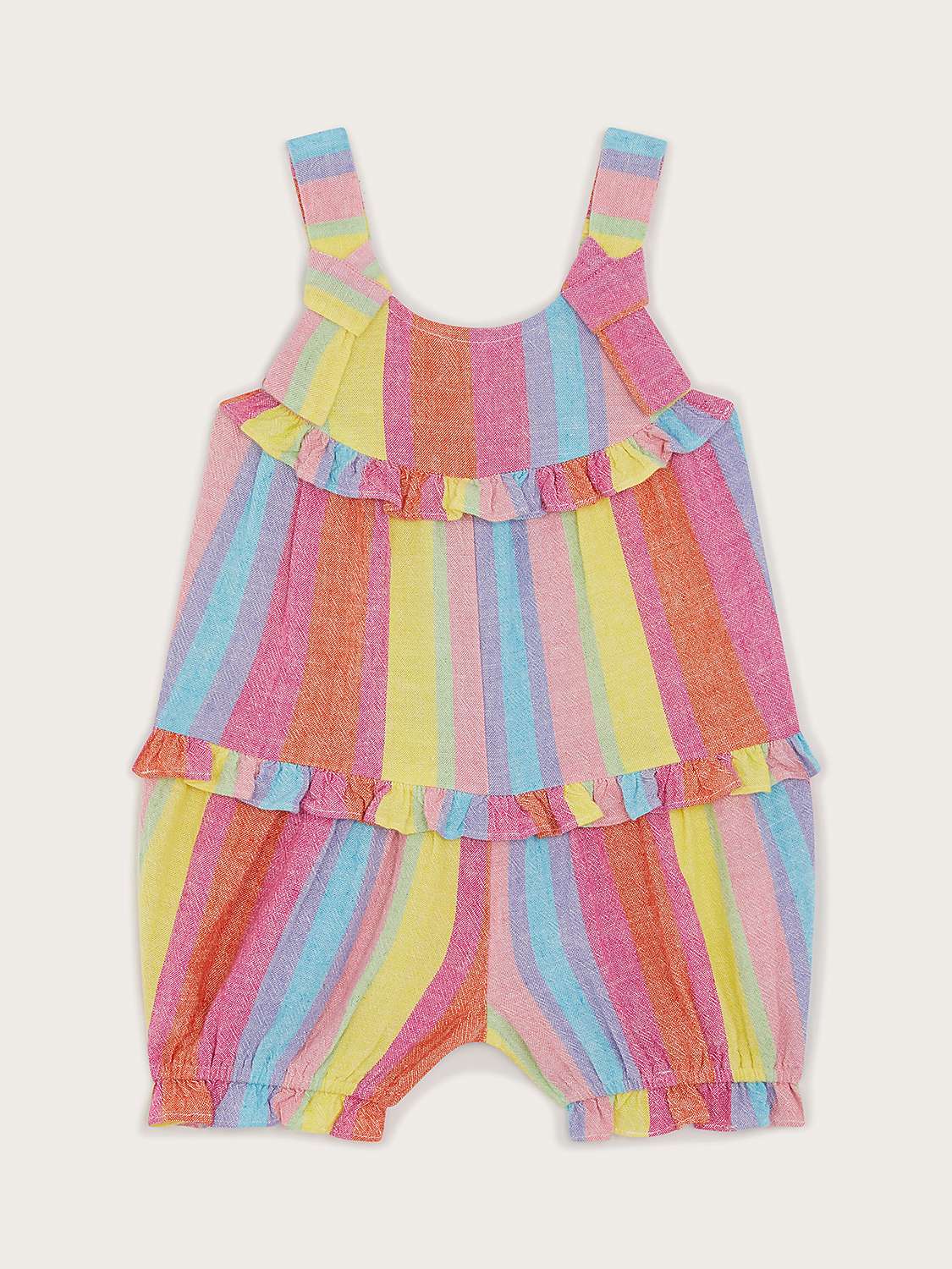 Buy Monsoon Baby Stripe Ruffle Romper, Multi Online at johnlewis.com