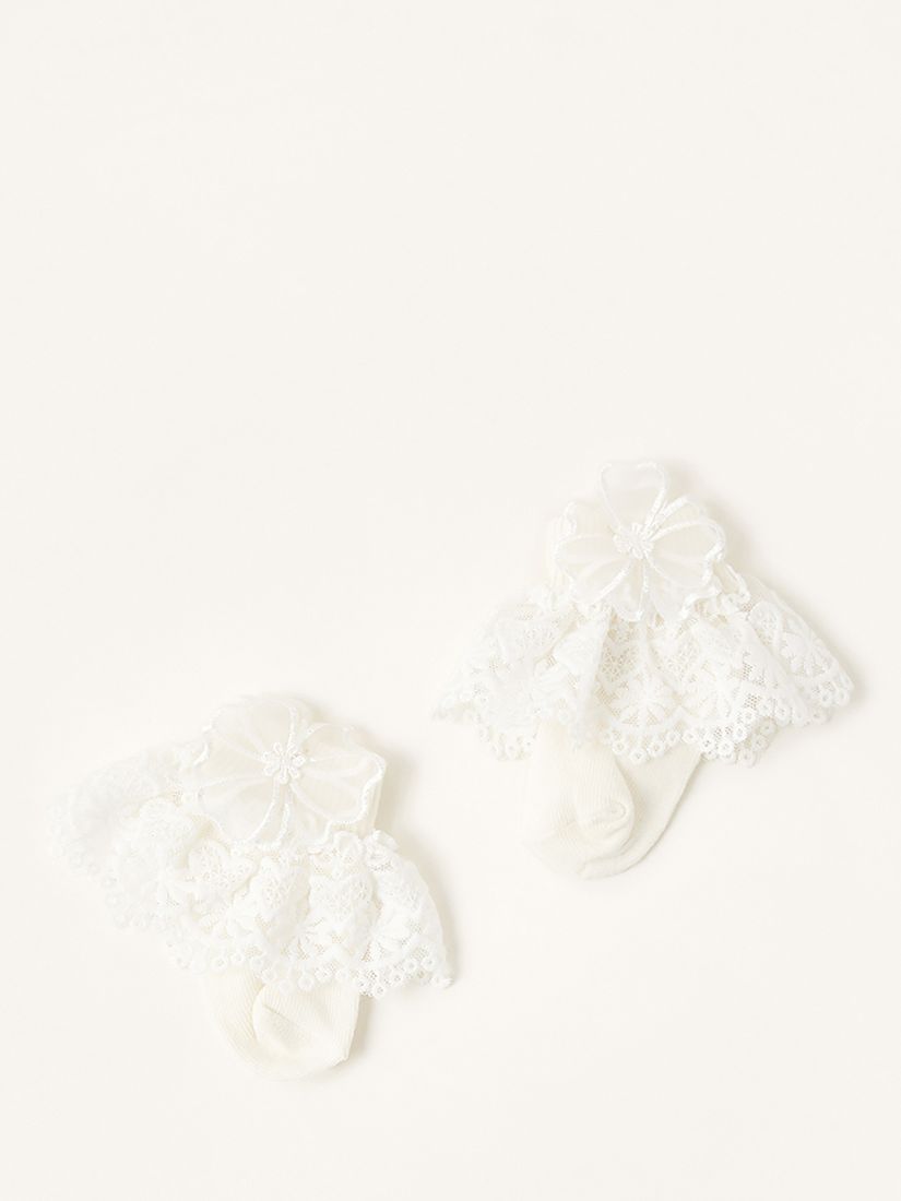 Buy Monsoon Baby Lace Top Socks & Headband Set, Ivory Online at johnlewis.com