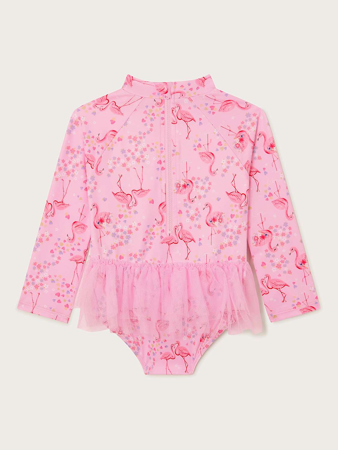 Buy Monsoon Baby UPF50 Flamingo Print Frill Swimsuit, Pink Online at johnlewis.com